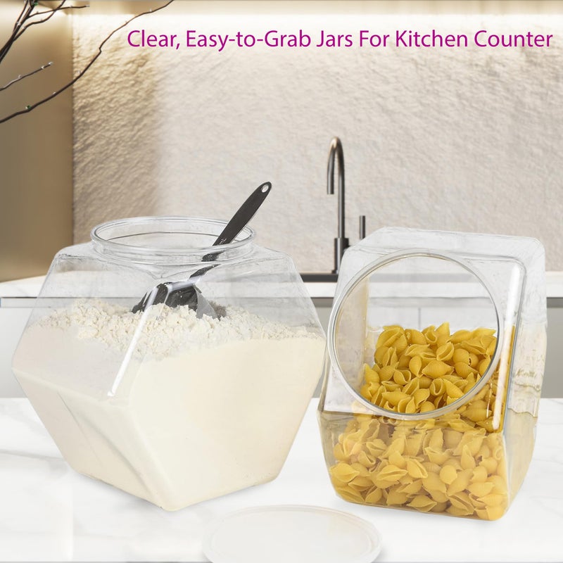 DilaBee 2-Pack Plastic Cookie Jar 1.5 Gallon (197oz) - Large Cookie Jar, Hexagon Candy Dish with Lid for Kitchen, Candy Bowl for Office - Sugar and Flour Containers, Plastic Jar with Labels - BPA-Free - Image 3